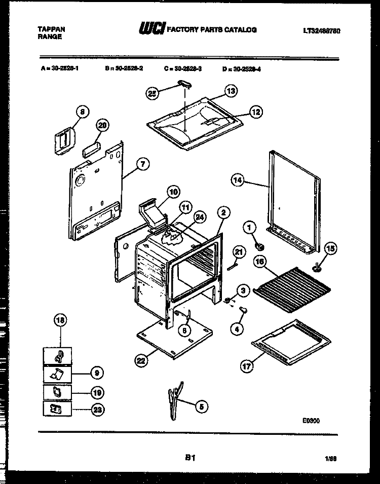 BODY PARTS Diagram and Parts List for 30-2528-00-03  Tappan Range