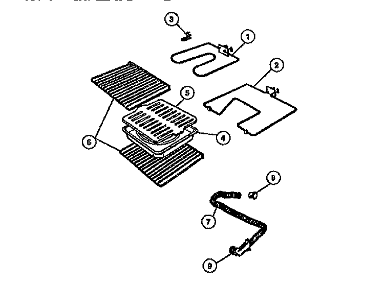 ELEMENTS, BROILERS Diagram and Parts List for RG73BF1  Frigidaire Wall Oven