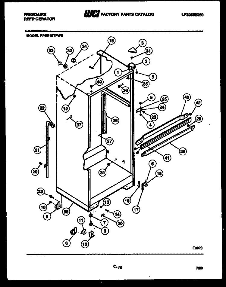 CABINET PARTS Diagram and Parts List for FPES19TFF0  Frigidaire Refrigerator