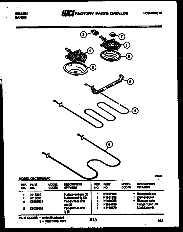 BROILER PARTS Diagram and Parts List for CEC2S5WSAC  Gibson Range