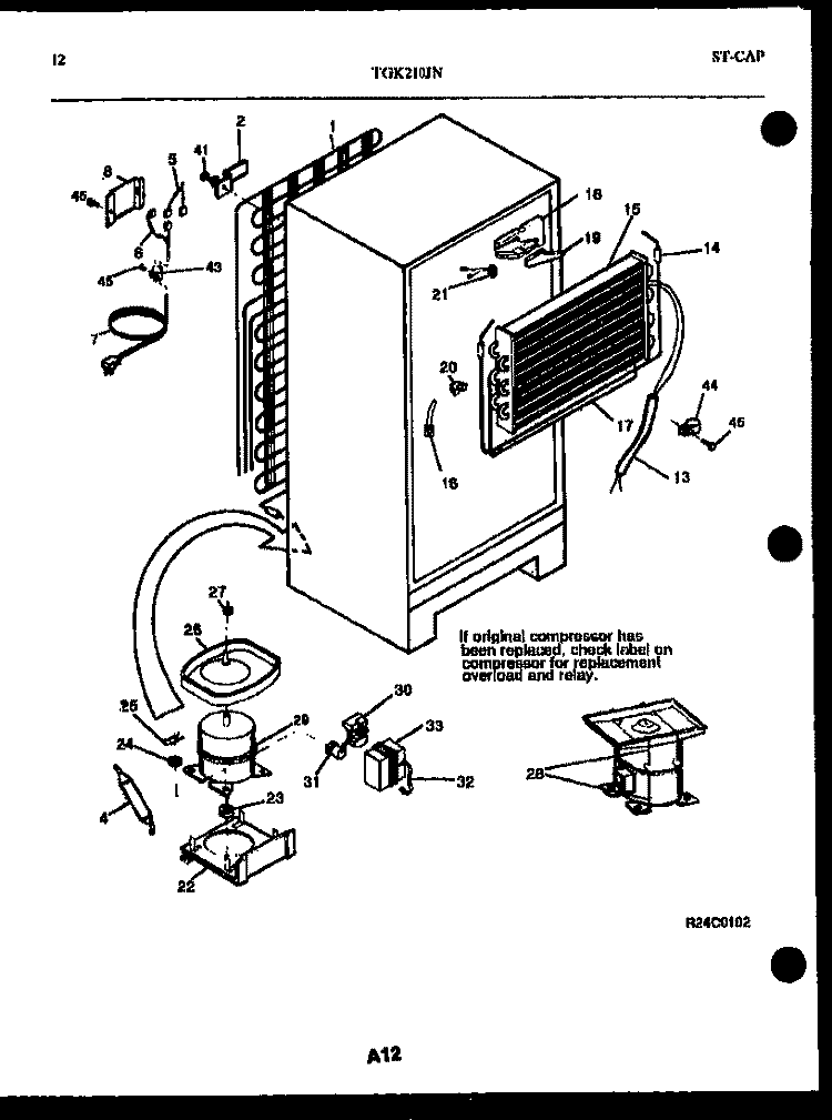 SYSTEM AND AUTOMATIC DEFROST PARTS Diagram and Parts List for TGK210JN0D  Kelvinator Refrigerator