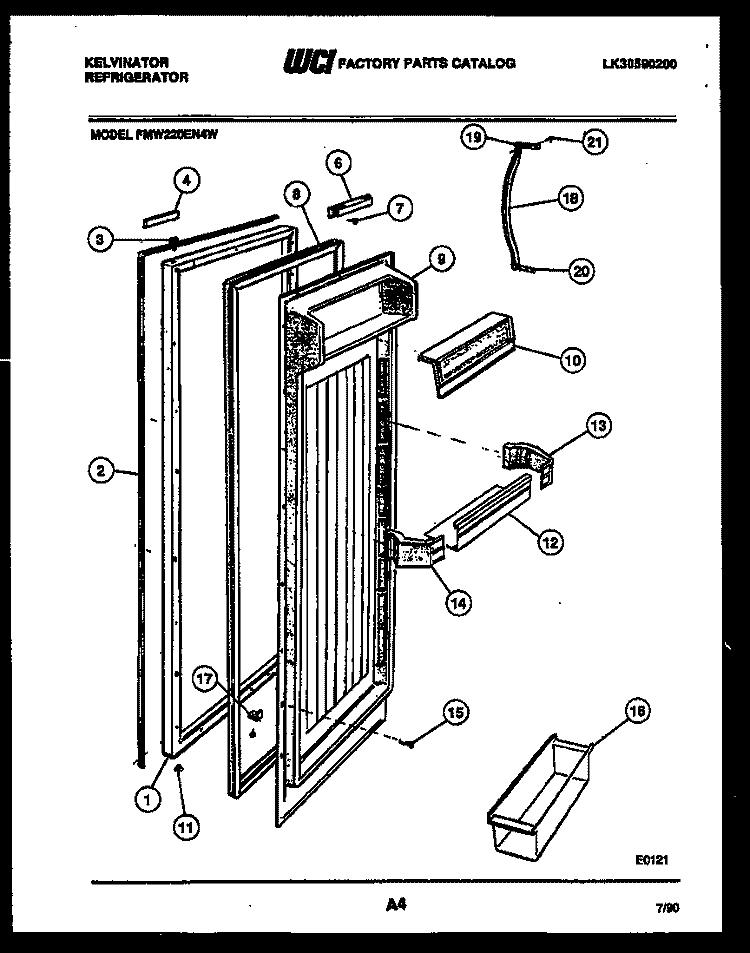 REFRIGERATOR DOOR PARTS Diagram and Parts List for FMW220EN4F  Kelvinator Refrigerator
