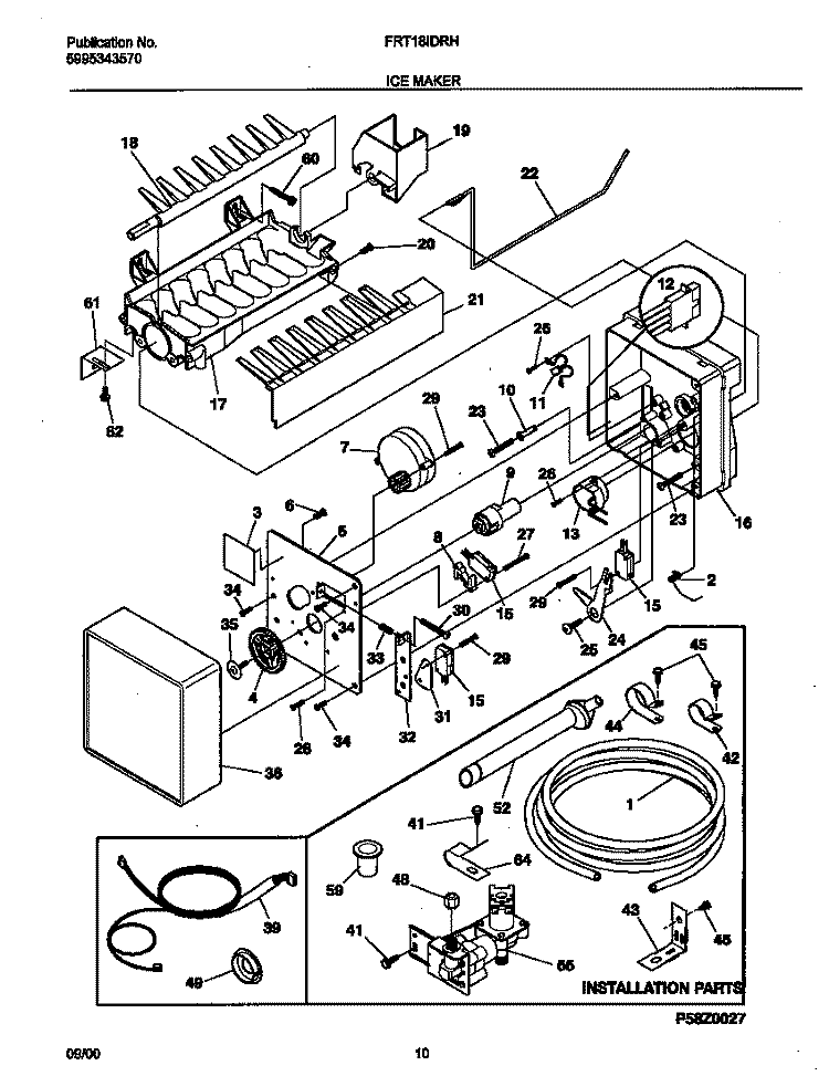 ICE MAKER Diagram and Parts List for FRT18IDRHW1  Frigidaire Refrigerator
