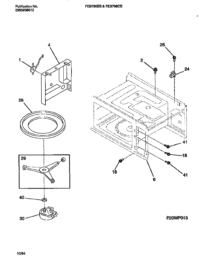 CAVITY & TURN TABLE Diagram and Parts List for FEB796CBBA  Frigidaire Microwave Oven Combo