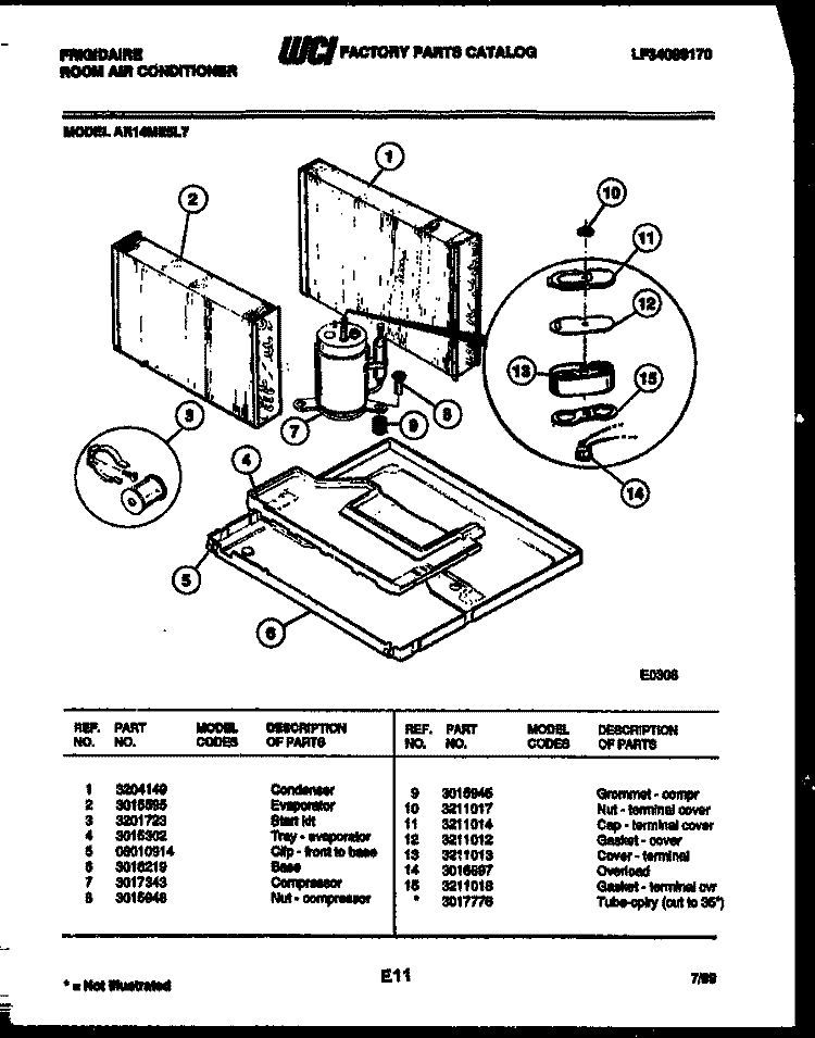 SYSTEM PARTS Diagram and Parts List for AR14ME5L7  Frigidaire Air Conditioner
