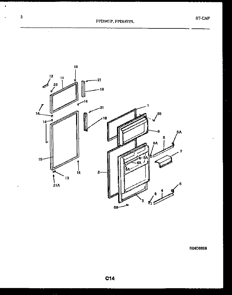 DOOR PARTS Diagram and Parts List for FPD14TPLH0  Frigidaire Refrigerator