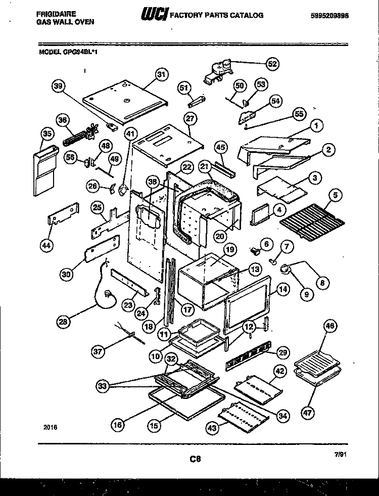 BODY PARTS Diagram and Parts List for GPG94BL1  Frigidaire Wall Oven