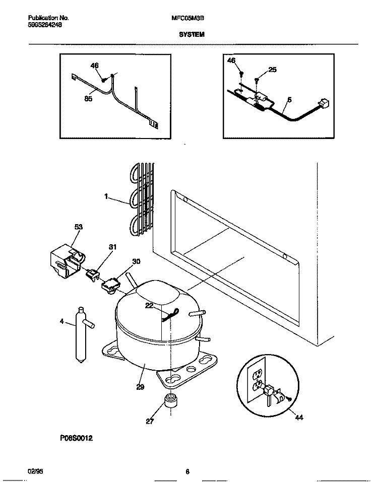 SYSTEM Diagram and Parts List for MFC05M3BW1  Frigidaire Freezer