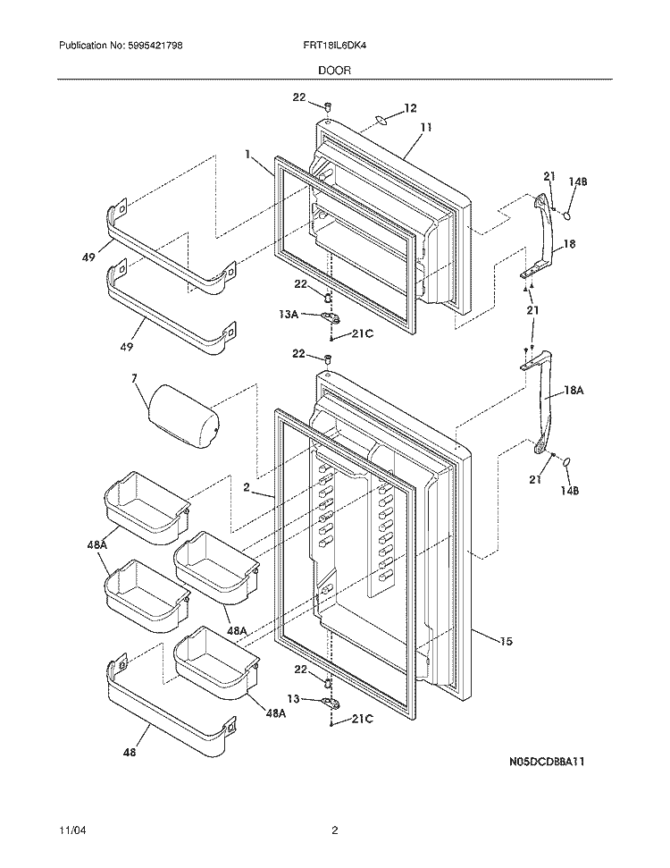 DOOR Diagram and Parts List for FRT18IL6DK4  Frigidaire Refrigerator