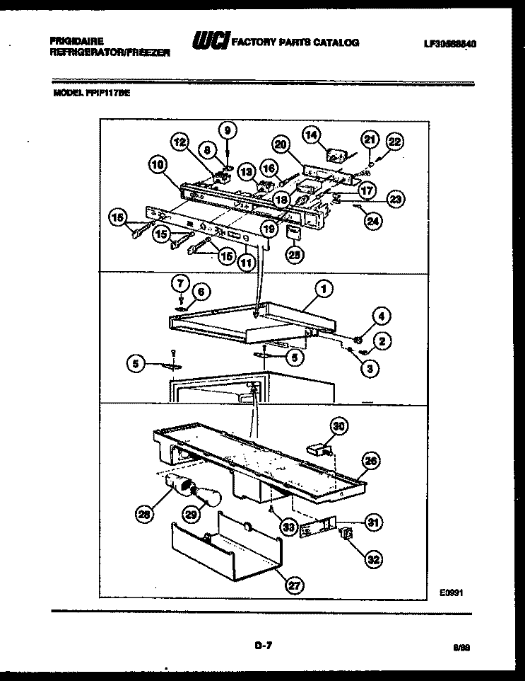 LIGHTING AND EXTERIOR PARTS Diagram and Parts List for FPIF117BEL  Frigidaire Refrigerator