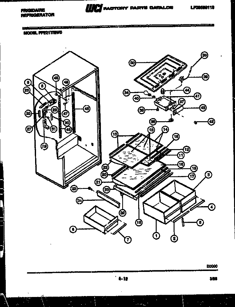 CABINET PARTS Diagram and Parts List for FPE21TIEF0  Frigidaire Refrigerator