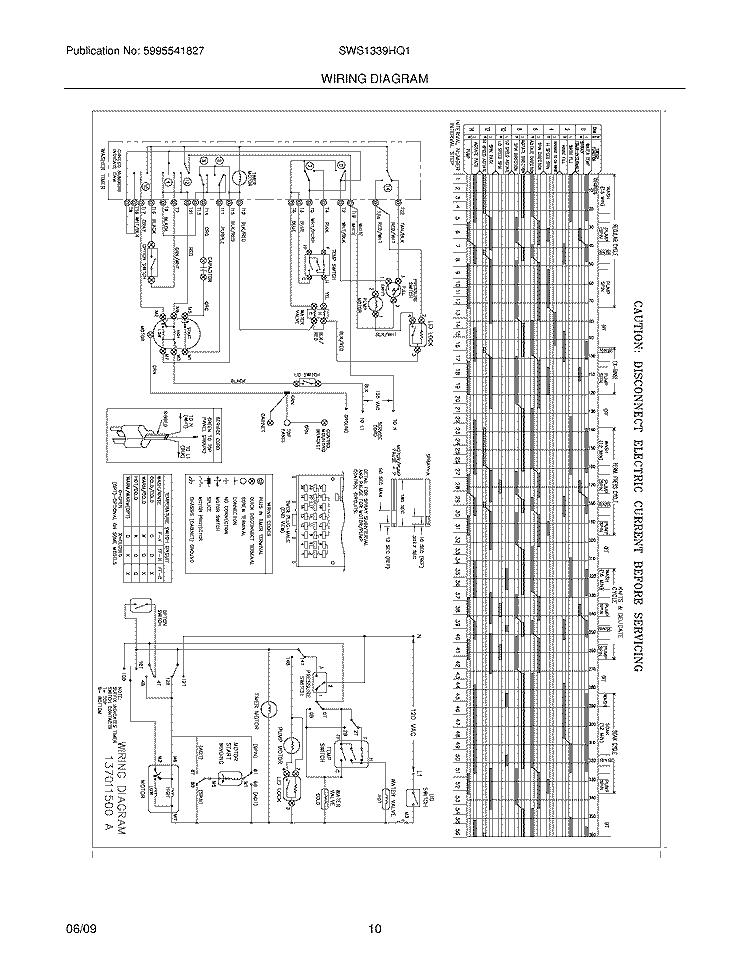 WIRING DIAGRAM Diagram and Parts List for SWS1339HQ1  Westinghouse Washer