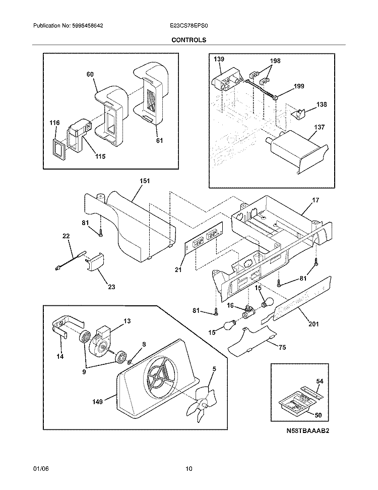 CONTROLS Diagram and Parts List for E23CS78EPS0  Electrolux Refrigerator