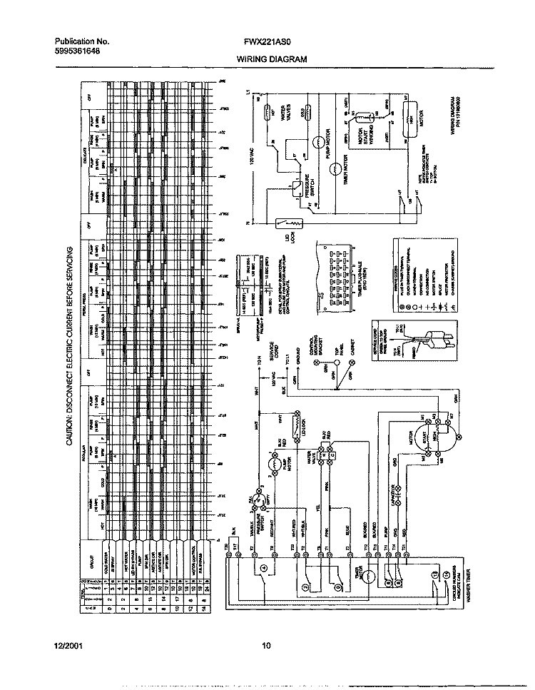 131980800 WIRING DIAGRAM Diagram and Parts List for FWX221AS0  Frigidaire Washer