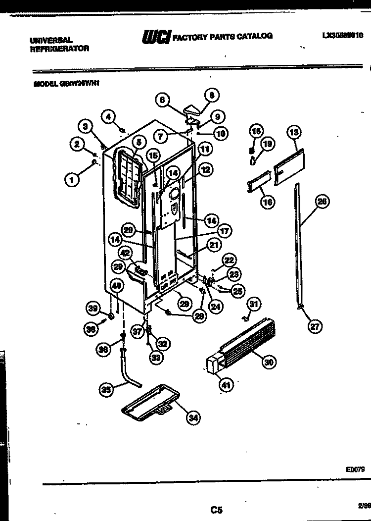 CABINET PARTS Diagram and Parts List for GSIW36VH1  Uni Refrigerator