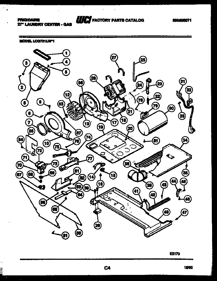 MOTOR AND BLOWER PARTS Diagram and Parts List for LCG731LL1  Frigidaire Washer Dryer Combo