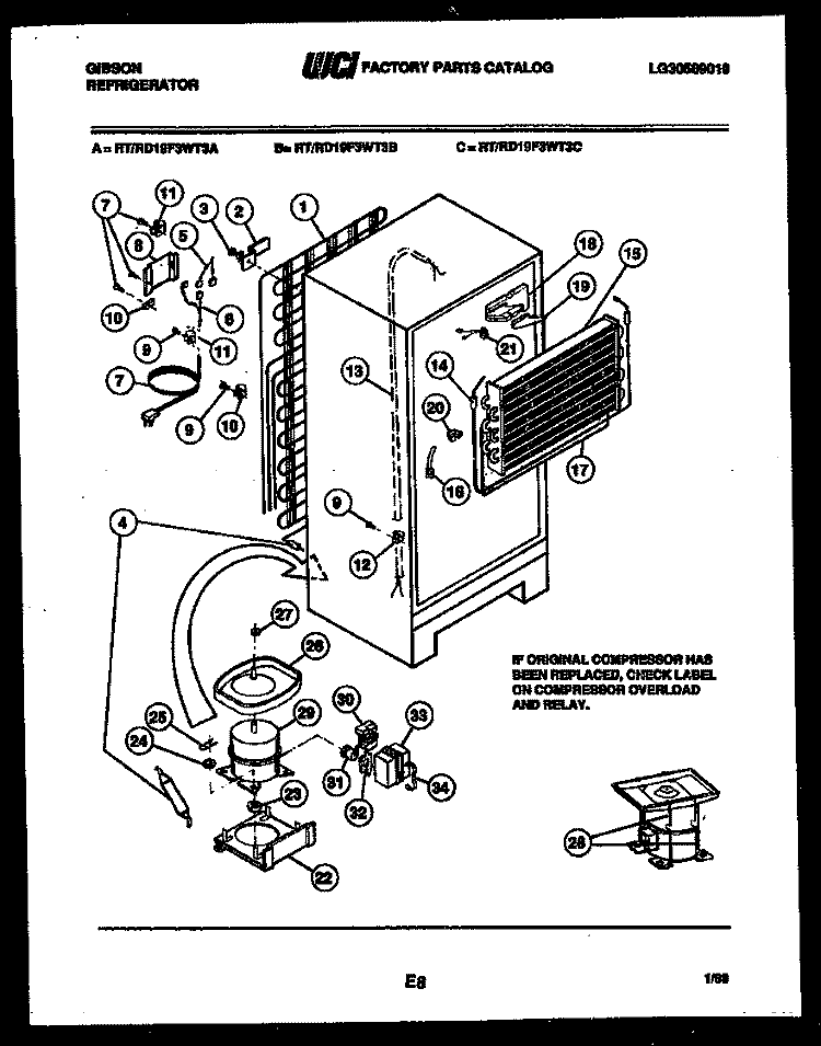 SYSTEM AND AUTOMATIC DEFROST PARTS Diagram and Parts List for RD19F3WT3C  Gibson Refrigerator