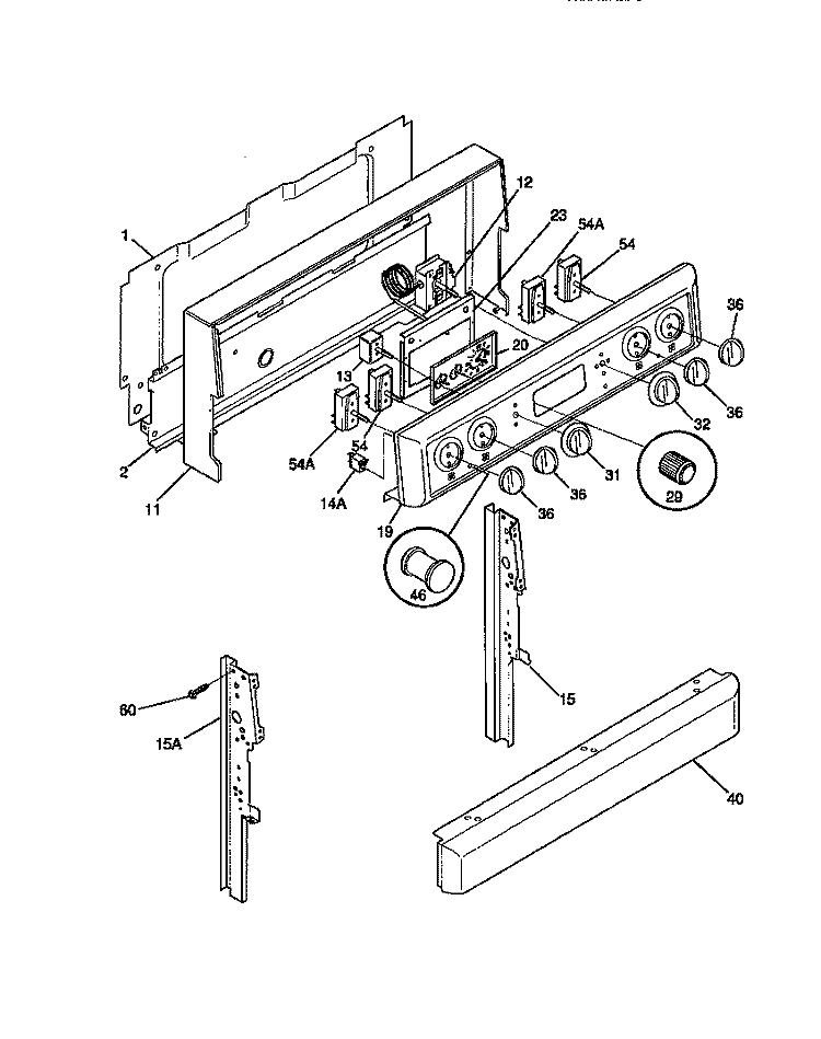 BACKGUARD Diagram and Parts List for F04S350BWB  Frigidaire Range