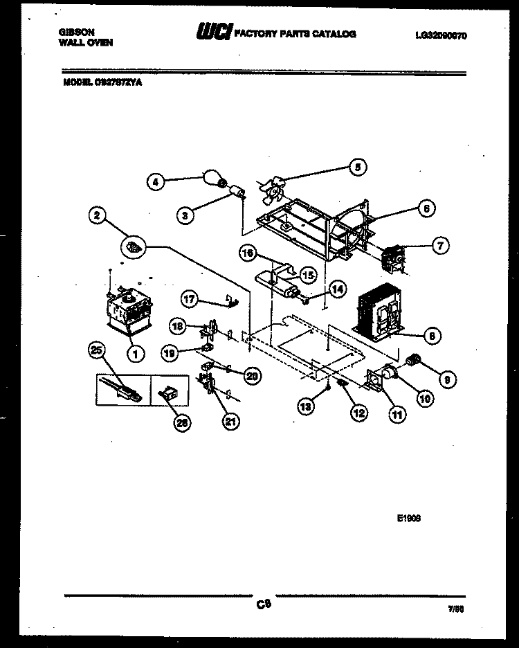 MOTOR AND ELECTRICAL PARTS Diagram and Parts List for OB27S7ZYA  Gibson Microwave Oven Combo