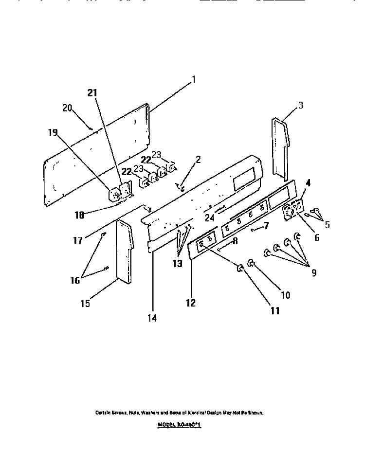 CONTROL PANEL, COOK - MASTER, SWITCHE Diagram and Parts List for RG45CL1  Frigidaire Range