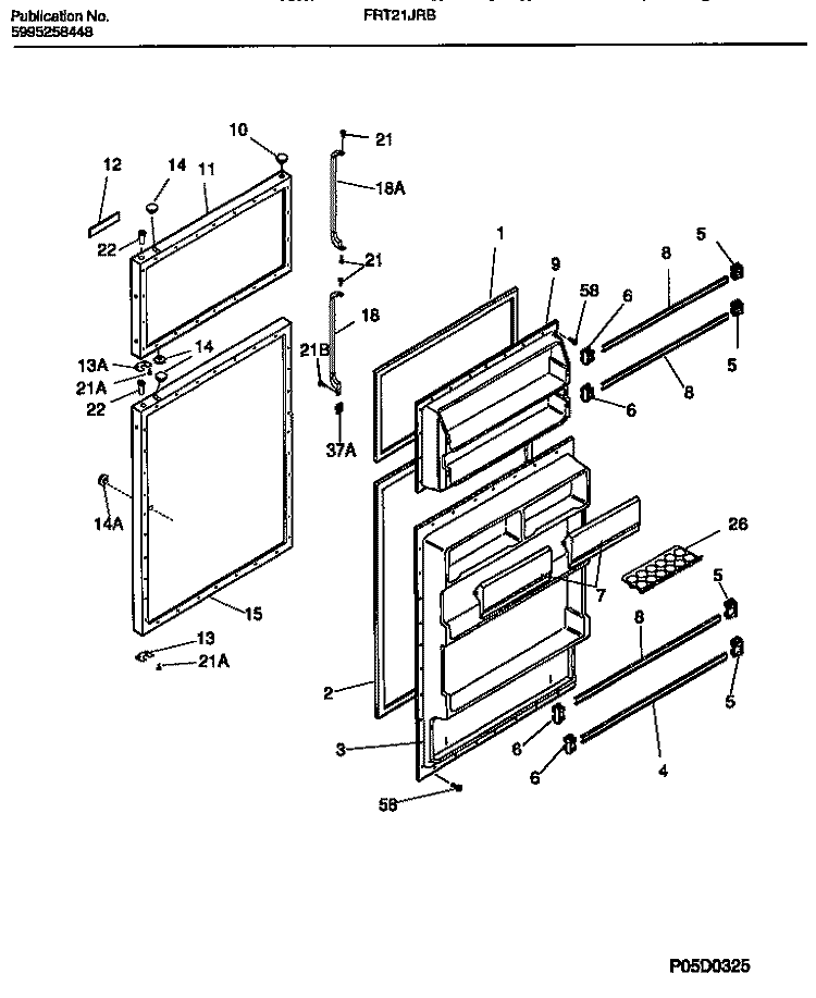 DOOR SECTION Diagram and Parts List for FRT21JRBD0  Frigidaire Refrigerator