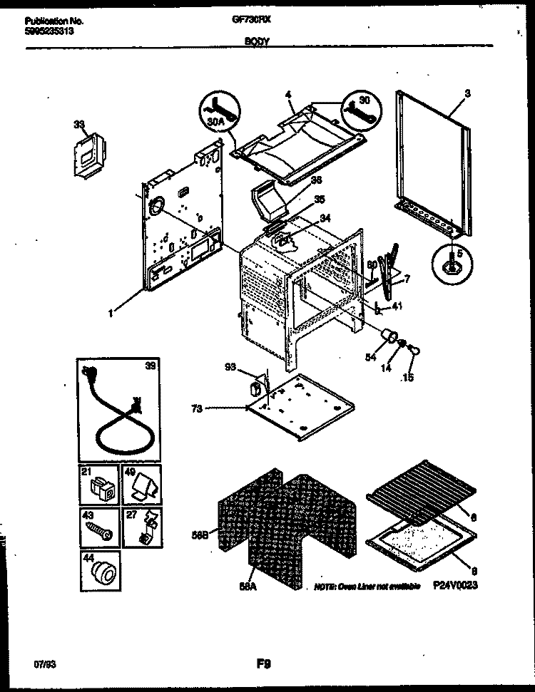 BODY PARTS Diagram and Parts List for GF730RXD2  Frigidaire Range
