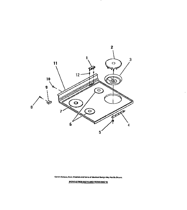 TOP Diagram and Parts List for REGS36BCH0  Frigidaire Wall Oven