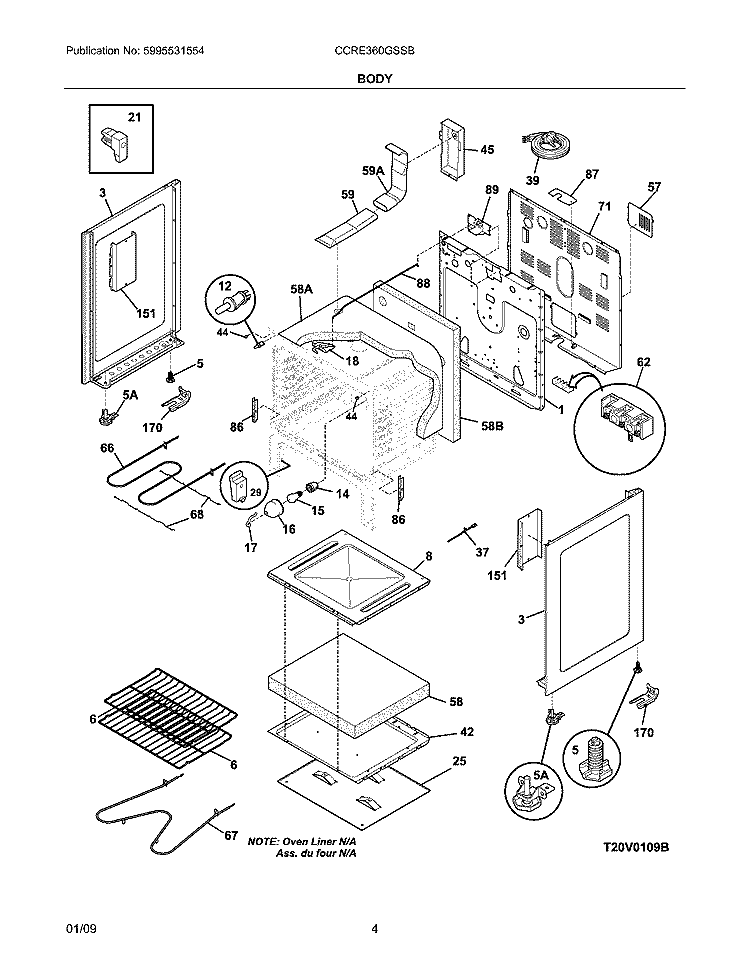 BODY Diagram and Parts List for CCRE360GSSB  Crosley Range
