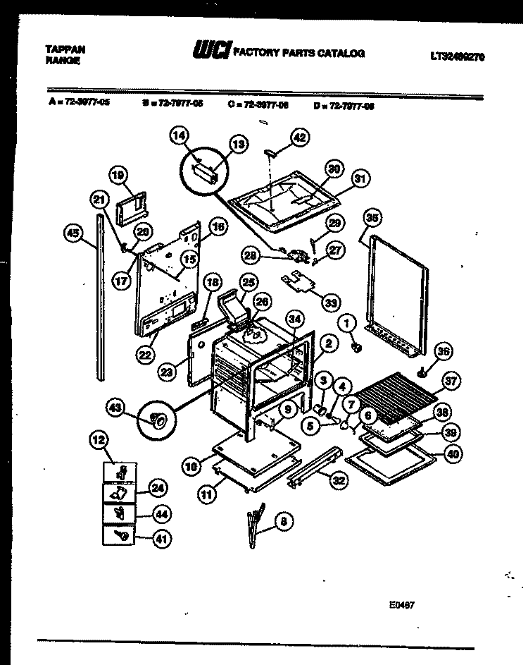LOWER BODY PARTS Diagram and Parts List for 72-3977-00-06  Tappan Range