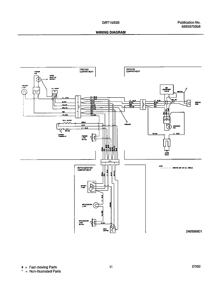 WIRING DIAGRAM Diagram and Parts List for GRT15B3BW0  Gibson Refrigerator