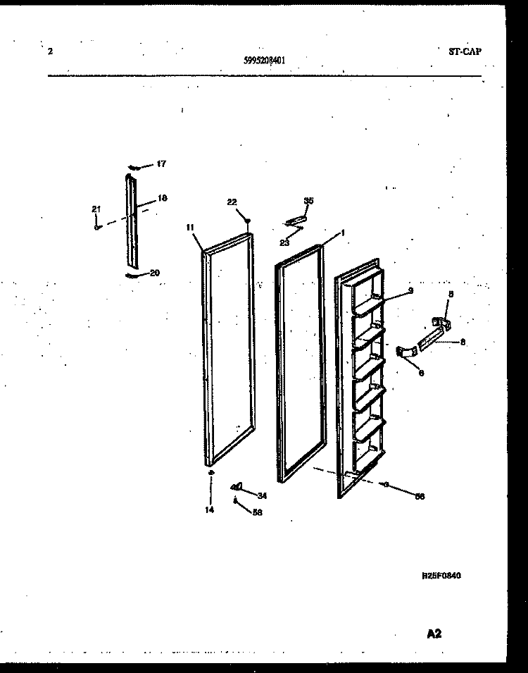 FREEZER DOOR PARTS Diagram and Parts List for RS192MCW1  Frigidaire Refrigerator