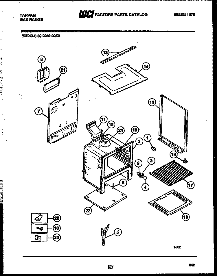 BODY PARTS Diagram and Parts List for 30-2249-00-05  Tappan Range
