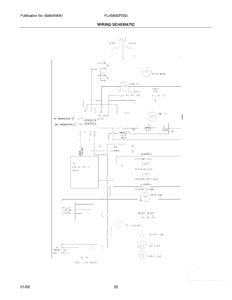 WIRING SCHEMATIC Diagram and Parts List for PLHS69EFSS0  Frigidaire Refrigerator