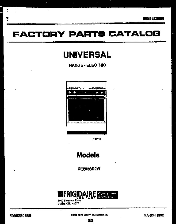 COVER Diagram and Parts List for CE206SP2W0  Frigidaire Cooktop
