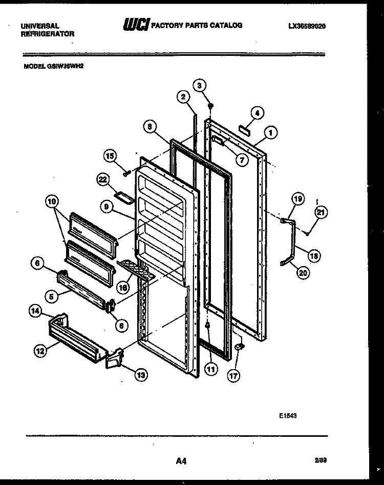 REFRIGERATOR DOOR PARTS Diagram and Parts List for GSIW36CH2  Frigidaire Refrigerator