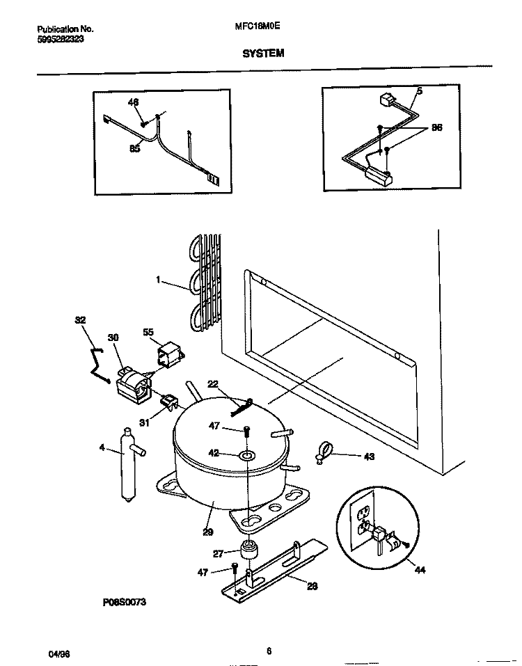 SYSTEM Diagram and Parts List for MFC18M0EW0  Frigidaire Freezer