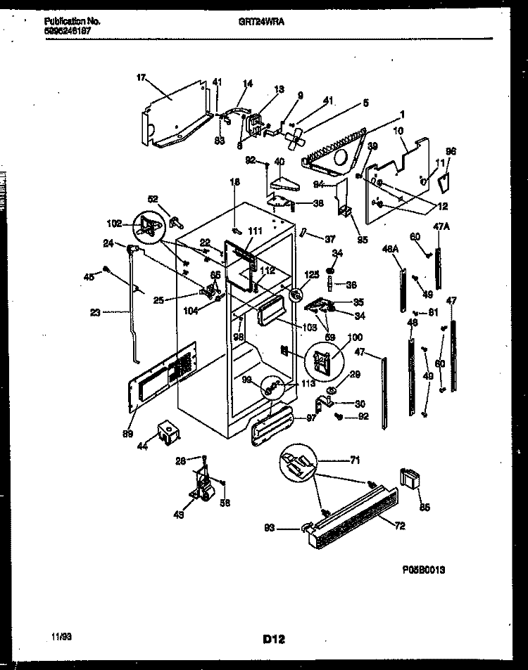 CABINET PARTS Diagram and Parts List for GRT24WRAD0  Gibson Refrigerator