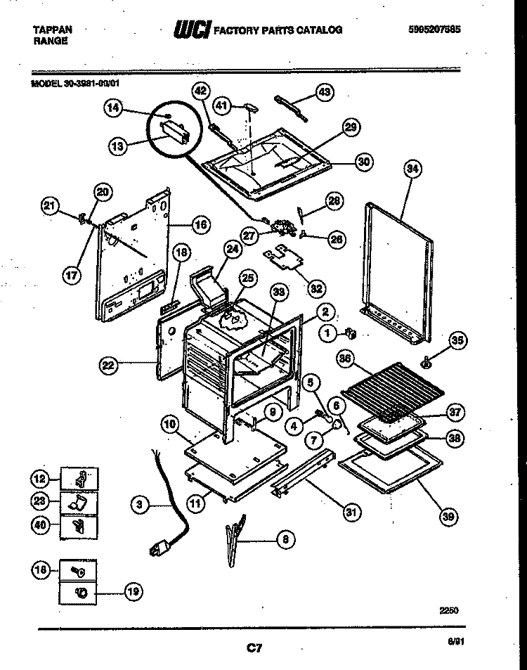 BODY PARTS Diagram and Parts List for 30-3981-23-01  Tappan Range