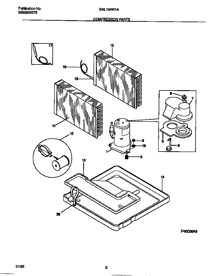COMPRESSOR PARTS Diagram and Parts List for GAL108W1A3  Gibson Air Conditioner