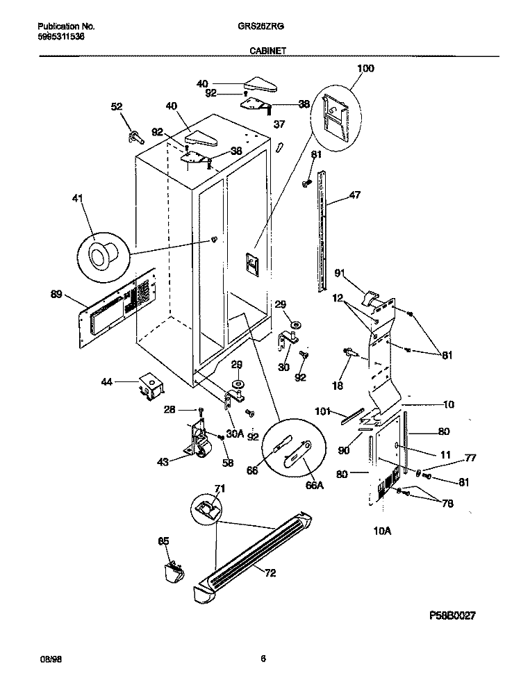 CABINET Diagram and Parts List for GRS26ZRGD2  Gibson Refrigerator