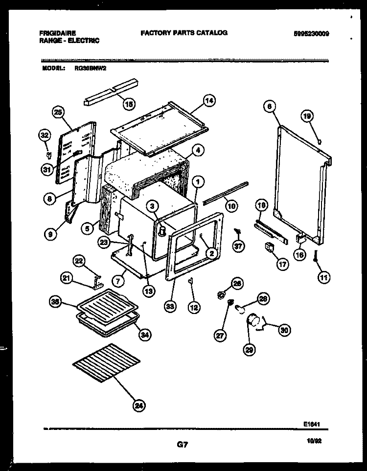 BODY PARTS Diagram and Parts List for RG36BNL2  Frigidaire Range