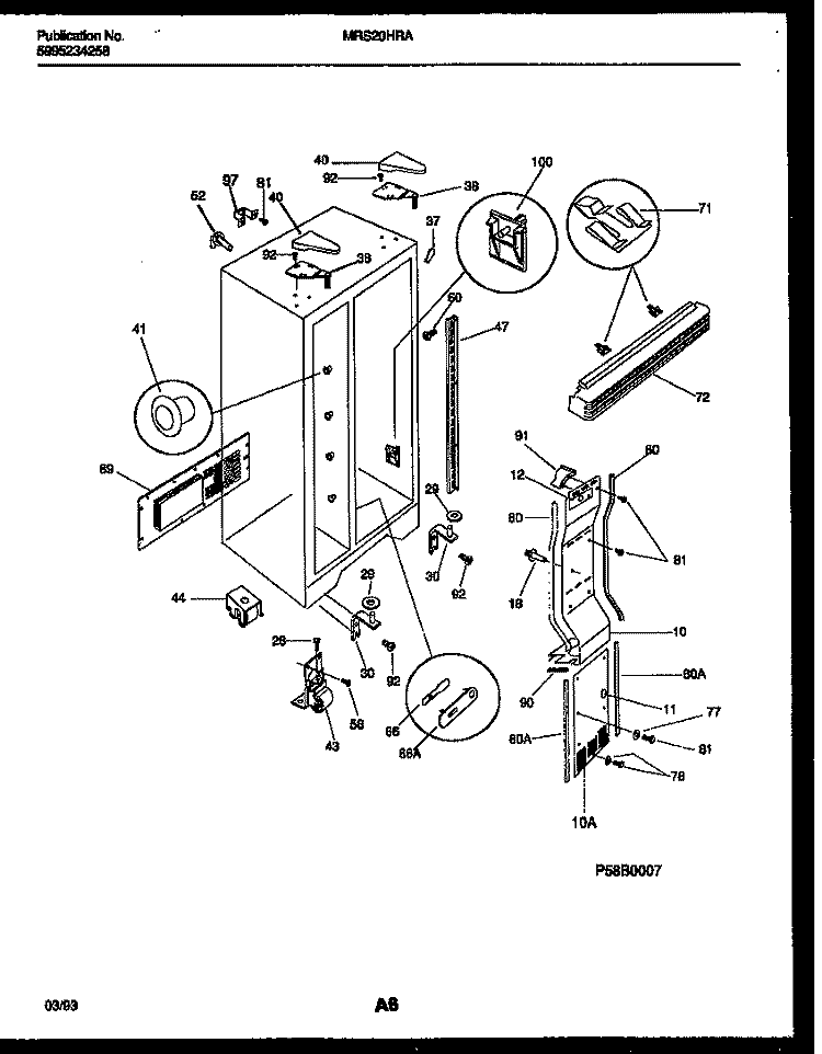 CABINET PARTS Diagram and Parts List for MRS20HRAD0  Frigidaire Refrigerator