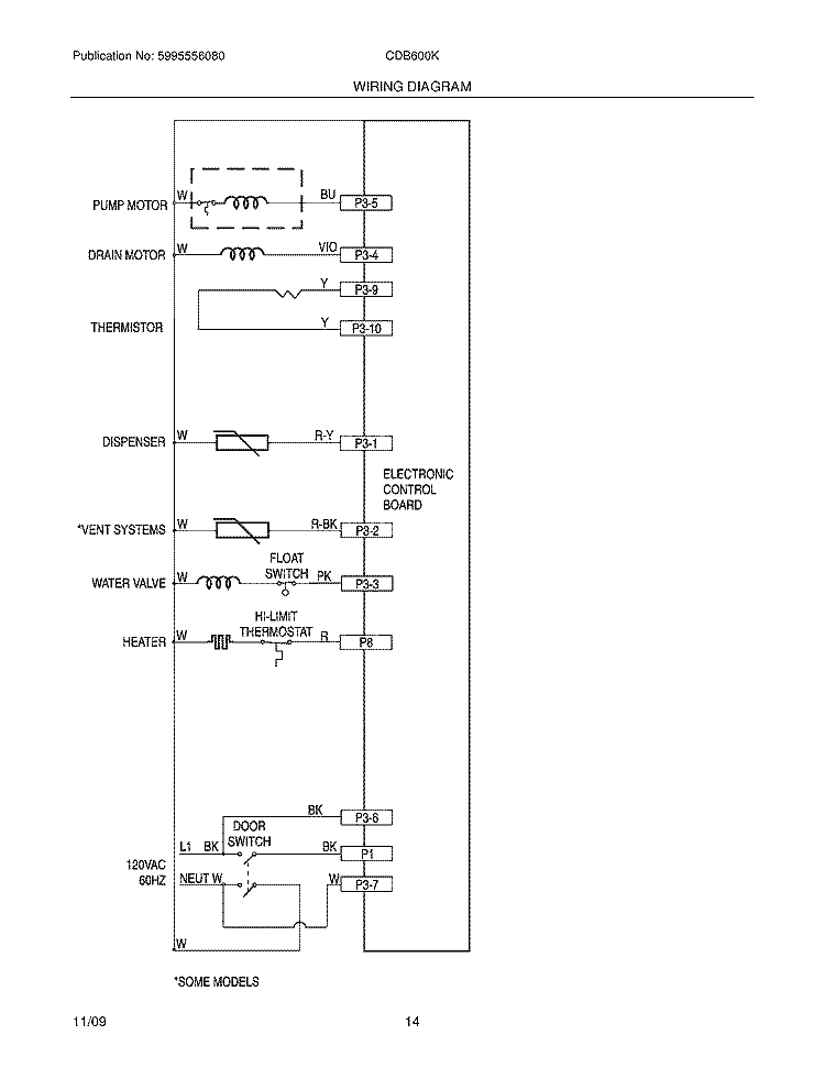 WIRING DIAGRAM Diagram and Parts List for CDB600KS0  Crosley Dishwasher