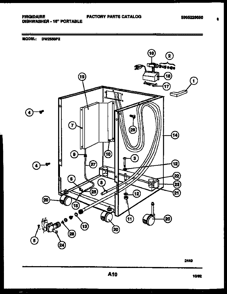 CABINET PARTS Diagram and Parts List for DW2558PW2  Frigidaire Dishwasher