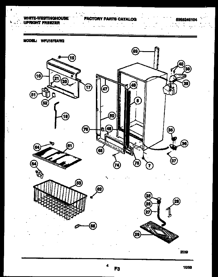 CABINET PARTS Diagram and Parts List for WFU16F5AW2  Frigidaire Freezer
