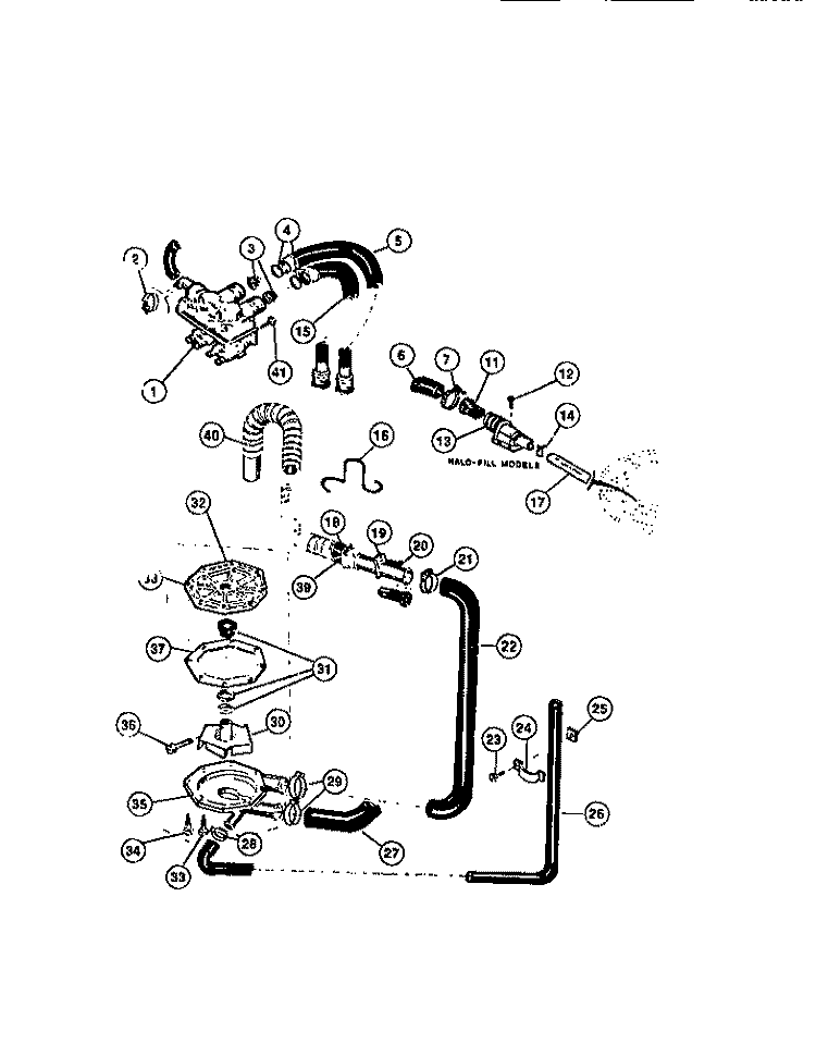 PUMP, HOSES, WATER VALVE Diagram and Parts List for WCISFH0  Frigidaire Washer