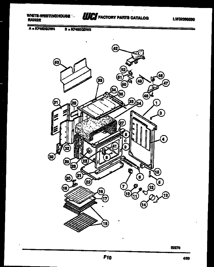 BODY PARTS Diagram and Parts List for KF460GDD4  Frigidaire Range