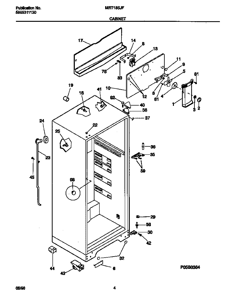 CABINET Diagram and Parts List for MRT18SJFD3  Frigidaire Refrigerator