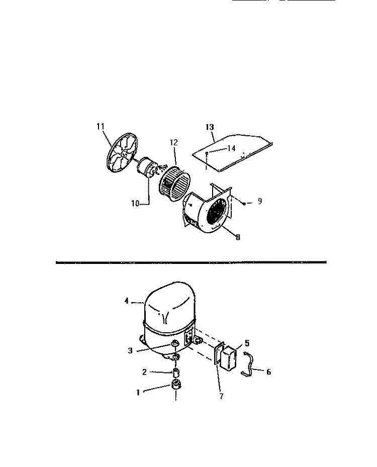 AIR HANDLING PARTS, COMPRESSOR Diagram and Parts List for M528B2SA  Kelvinator Air Conditioner