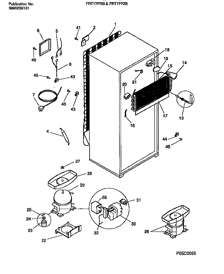 COOLING SYSTEM Diagram and Parts List for FRT17PZBW2  Frigidaire Refrigerator